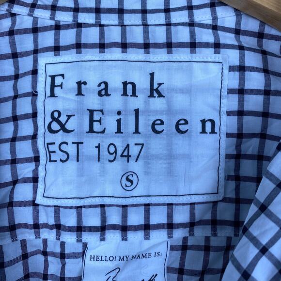 Frank & Eileen Barry Tailored Button-Up Shirt in Black/White Check Print Small - Picture 3 of 6